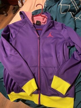 Jordan Purple Full-Zip Hoodie with Yellow Trim and Pink Accents